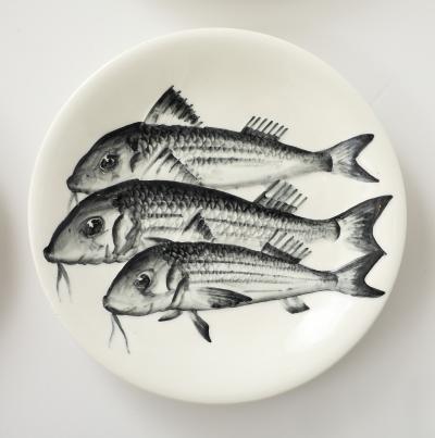 Faience d Avrit Faience d Avrit 11 French Hand Painted Fish Dinner Plates