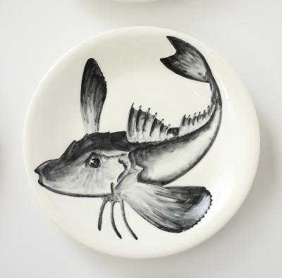 Faience d Avrit Faience d Avrit 11 French Hand Painted Fish Dinner Plates