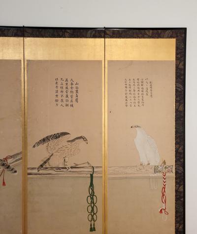 Falconry Screen Japan circa 1840