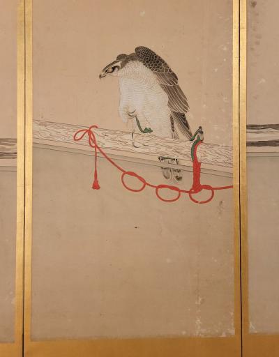 Falconry Screen Japan circa 1840