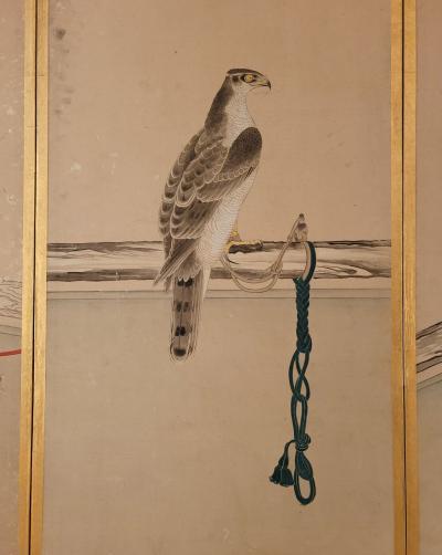 Falconry Screen Japan circa 1840