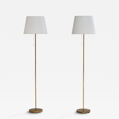 Falkenbergs Belysning Floor Lamps with Brass and Fabric Sweden 1960s