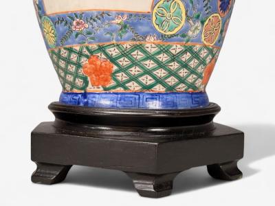 Famille Rose Large Chinese Table Lamps Porcelian Rosewood China 19th c 
