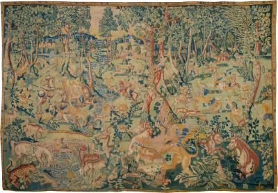 Fantastic Beasts Hunt Late 16th Century European Antique Tapestry