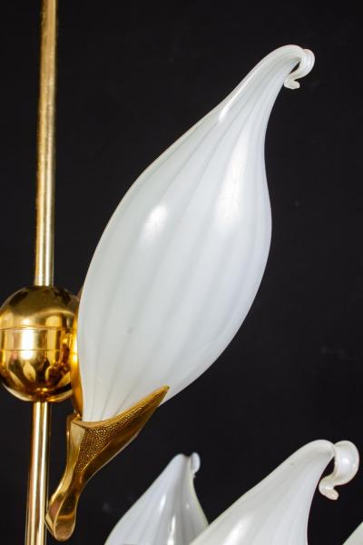 Fantastic Franco Luce for Seguso Murano Glass and Brass Chandelier 1970s