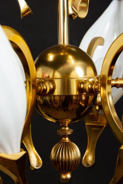 Fantastic Franco Luce for Seguso Murano Glass and Brass Chandelier 1970s