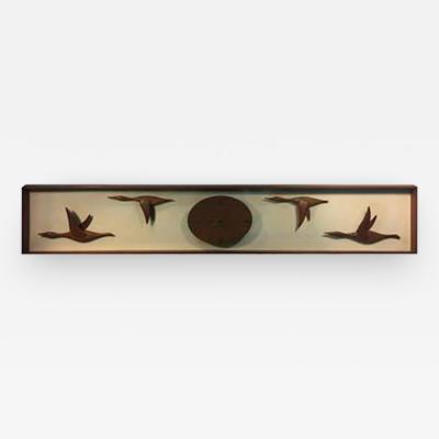 Fantastic Mid Century Modern Hand Sculpted Geese in Flight Wall Clock