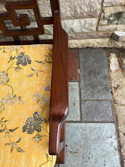 Fantastic Pair Chinoiserie Solid Rosewood Lounge Chairs Mid Century