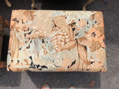 Fantastic Pair Upholstered Floral Linen Ottoman