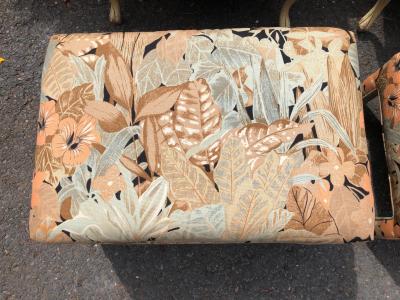 Fantastic Pair Upholstered Floral Linen Ottoman