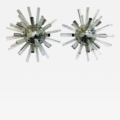 Fantastic Pair of Italian Glass Radiating Pendant Sputnik Sconces