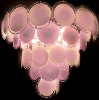 Fantastic Pink Amethyst Murano Disc Chandelier 1970s