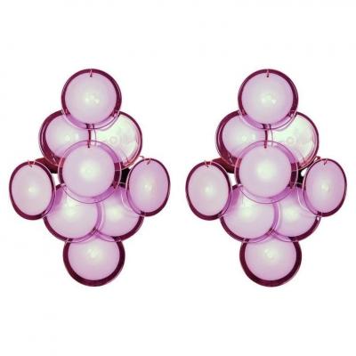 Fantastic Pink Amethyst Murano Disc Chandelier 1970s
