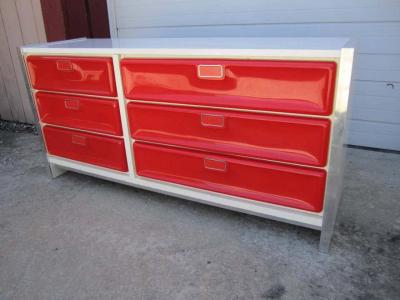 Fantastic Pop Modern Red Plastic Front Credenza Mid Century