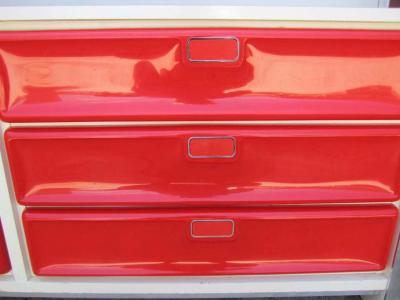 Fantastic Pop Modern Red Plastic Front Credenza Mid Century