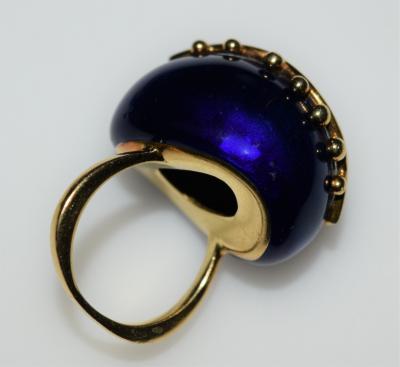 Fantastic Surreal Eye Ring Enamel 18k Diamonds