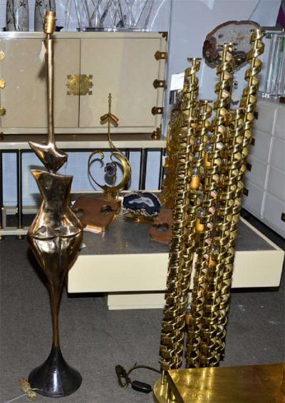 Fantastic floor lamp in polished bronze