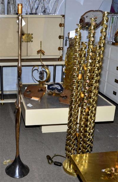 Fantastic floor lamp in polished bronze