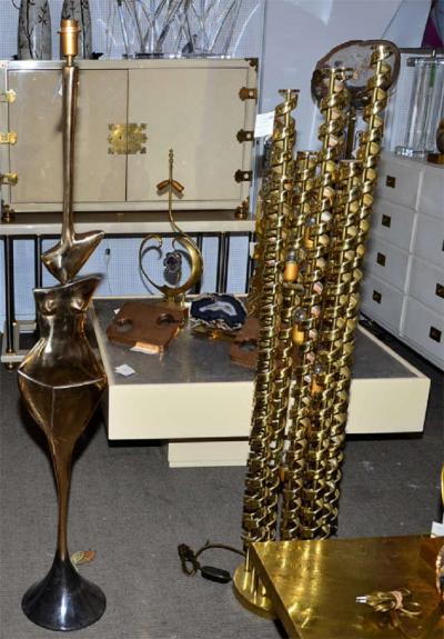 Fantastic floor lamp in polished bronze
