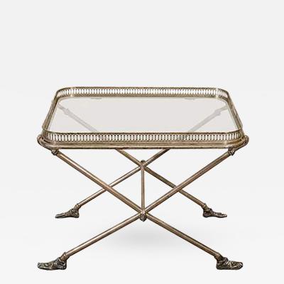 Fantastical Figural Italian Silvered Bronze and Glass Tray Table