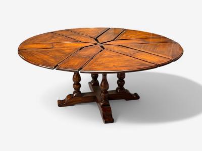 Farmhouse Style Walnut Jupe Round Dining Table USA 20th C 