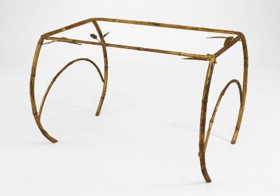 Faux Bamboo 1940s Style Gilt Metal Rectangular Coffee Table