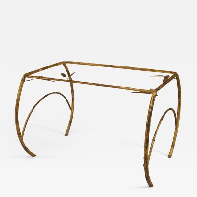 Faux Bamboo 1940s Style Gilt Metal Rectangular Coffee Table