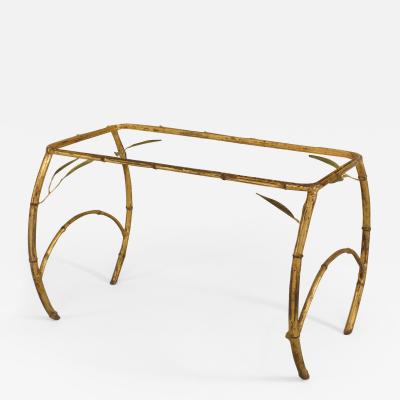 Faux Bamboo 1940s Style Gilt Metal Rectangular Small Coffee Table