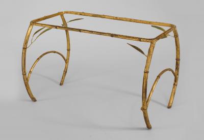 Faux Bamboo 1940s style gilt metal rectangular small coffee table
