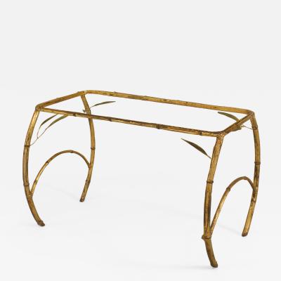 Faux Bamboo 1940s style gilt metal rectangular small coffee table