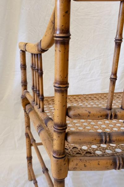 Faux Bamboo Armchair With Vienna Straw Seat 1970s