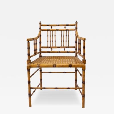 Faux Bamboo Armchair With Vienna Straw Seat 1970s