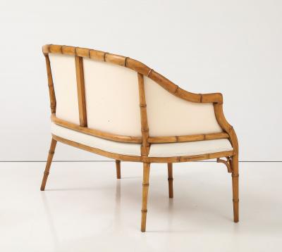 Faux Bamboo Carved Wood Settee France Mid 20th C 