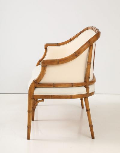 Faux Bamboo Carved Wood Settee France Mid 20th C 