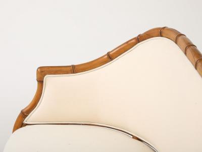 Faux Bamboo Carved Wood Settee France Mid 20th C 