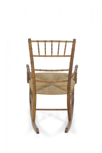 Faux Bamboo Child Sized Rush Seat Rocking Chair