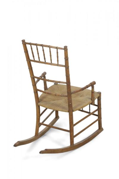 Faux Bamboo Child Sized Rush Seat Rocking Chair