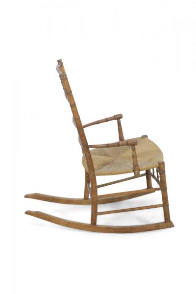 Faux Bamboo Child Sized Rush Seat Rocking Chair