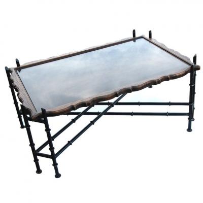 Faux Bamboo Chinese Chippendale Cocktail Table