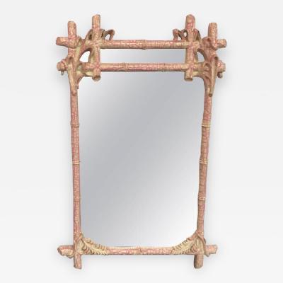 Faux Bamboo Decorator Wall Mirror circa 1970