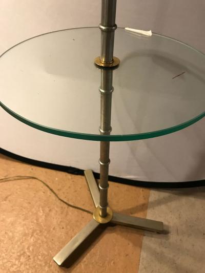 Faux Bamboo Form Chrome Standing Floor Lamp Table Art Deco in Form