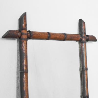 Faux Bamboo Mirror in Solid Wood 1940s