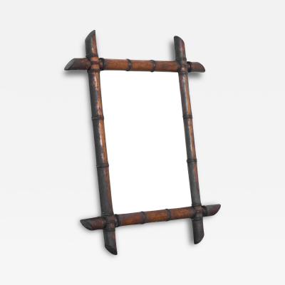 Faux Bamboo Mirror in Solid Wood 1940s