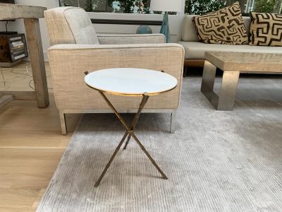 Faux Bamboo Side Table with White Vitrolite Top