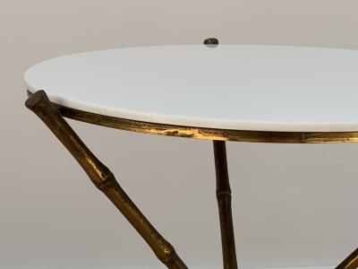 Faux Bamboo Side Table with White Vitrolite Top