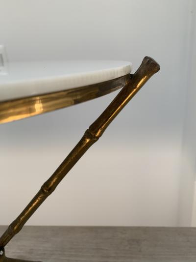 Faux Bamboo Side Table with White Vitrolite Top