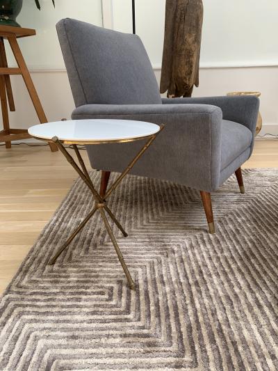 Faux Bamboo Side Table with White Vitrolite Top