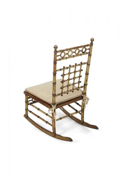 Faux Bamboo Small Cane Seat Rocking Chair