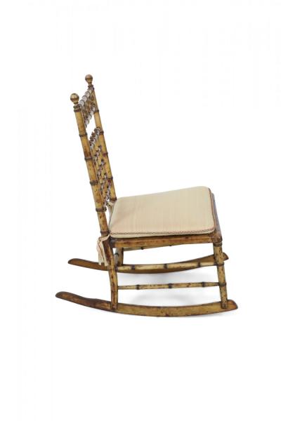 Faux Bamboo Small Cane Seat Rocking Chair