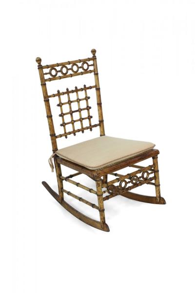 Faux Bamboo Small Cane Seat Rocking Chair